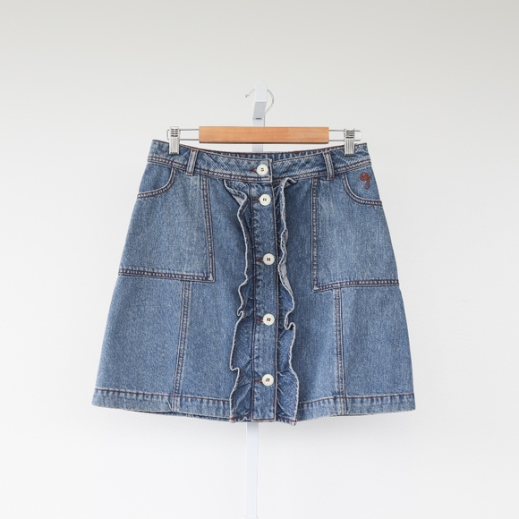 ganni denim skirt